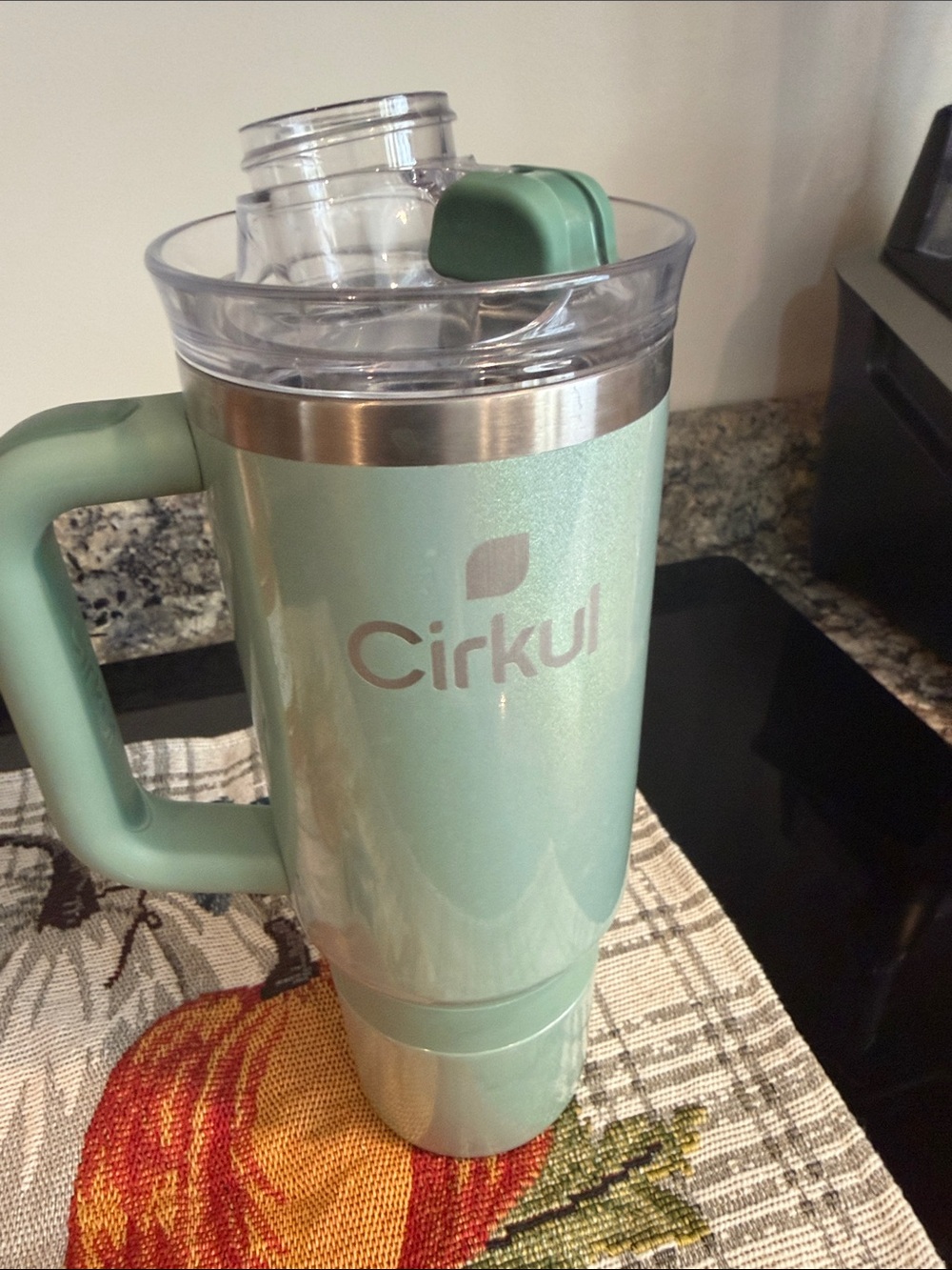 Mint Green Insulated Travel Mug with Handle